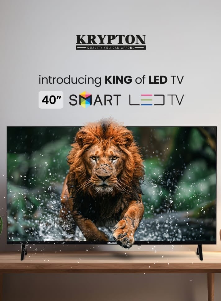 كريبتون تلفزيون Krypton 40 بوصة عالي الدقة بدون إطار LED مع حامل جهاز تحكم عن بعد | Android 14، دقة FHD | HDMI، USB، اتصال بصري، تصميم صديق للبيئة، ميزات ذكية مع Netflix، YouTube، والمزيد | KLED4025TSHD - Image 1